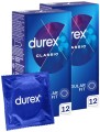 Durex Classic Prezerwatywy Klasyczne Grubsze Nawilżane 2x 12 szt.