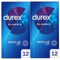 Durex Classic Prezerwatywy Klasyczne Grubsze Nawilżane 2x 12 szt.