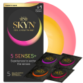 Prezerwatywy bez lateksu SKYN 5 Senses+ MIX cienkie smakowe z wypustkami rozgrzewające 5 szt.
