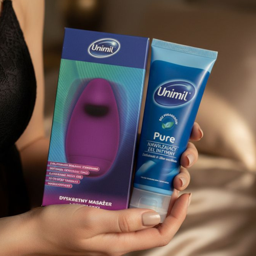 Unimil Clitoral Massager stymulator łechtaczki i żel intymny Unimil Pure 80 ml