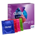 Durex Surprise Me Prezerwatywy nawilżane prążkowane cienkie pogrubione MIX 40 szt. (uszkodzone opakowanie)