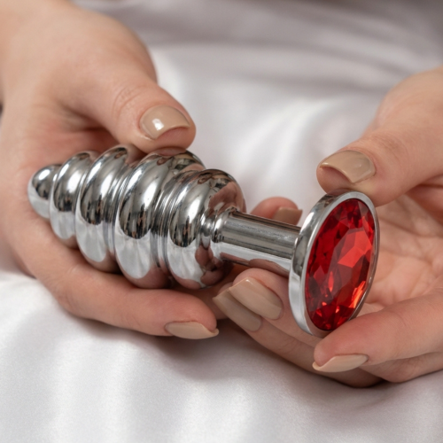 Lovetoy korek analny ROSEBUD SPIRAL METAL PLUG SMALL - czerwony