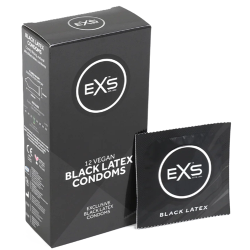 Prezerwatywy czarne EXS Black Latex cienkie nawilżane lateksowe 12 szt.