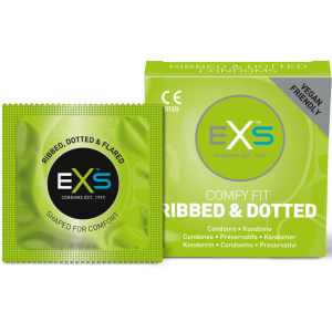 Prezerwatywy Prążkowane EXS Ribbed & Dotted - Z Wypustkami Stymulujące 3 szt.