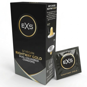 Prezerwatywy Cienkie EXS Rightway Gold - Złote Nawilżane Wegańskie 12 szt.