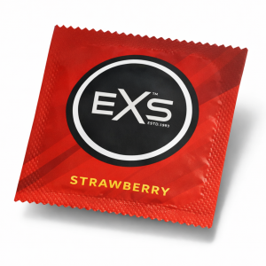 Prezerwatywy Smakowe EXS Strawberry - Truskawkowe Cienkie Nawilżane 1 szt.