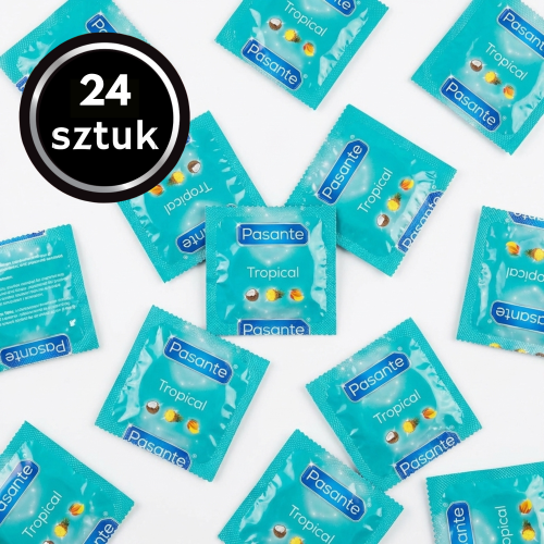 Prezerwatywy Pasante Tropical Flavours Smakowe Mango Kokos Ananas 24 szt.  Zapachowe