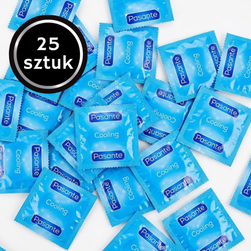 Prezerwatywy Pasante Cooling Chłodzące Cienkie Gładkie Nawilżane Doznania 25 szt.