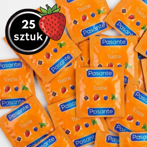 Pasante Strawberry Prezerwatywy Smakowe Truskawka Zapachowe Oralne Nawilżane 25 sztuk
