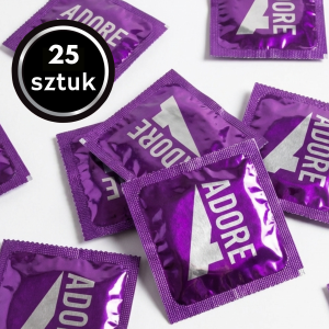 Prezerwatywy Pasante Adore Ribbed Prążkowane Stymulujące Nawilżane Zestaw 25 szt.