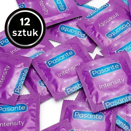 Pasante Intensity Prezerwatywy Prążkowane z Wypustkami Orgazm dla Par 12 szt. 