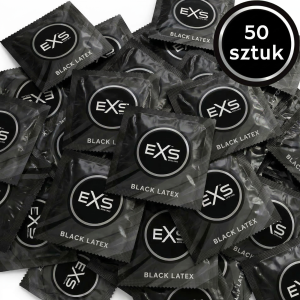 Prezerwatywy Czarne EXS Black Latex - Cienkie Nawilżane Lateksowe 50 szt.