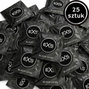 Prezerwatywy Czarne EXS Black Latex - Cienkie Nawilżane Lateksowe 25 szt.