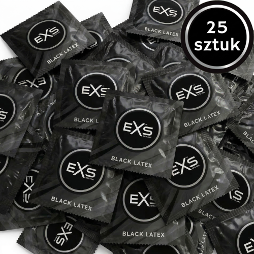 Prezerwatywy Czarne EXS Black Latex - Cienkie Nawilżane Lateksowe 25 szt.