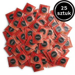 Prezerwatywy Smakowe EXS Strawberry - Truskawkowe Cienkie Nawilżane 25 szt.