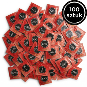 Prezerwatywy Smakowe EXS Strawberry - Truskawkowe Cienkie Nawilżane 100 szt.