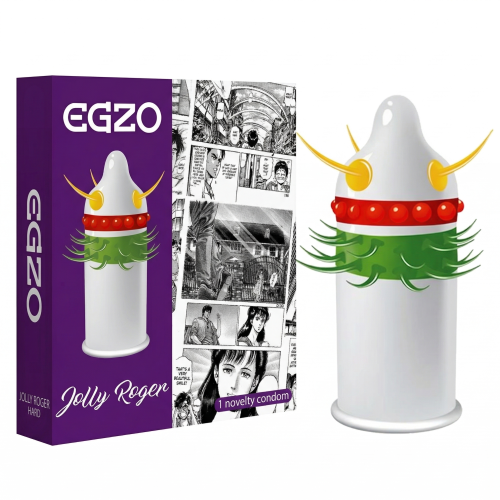 Prezerwatywy stymulujące prążkowane Egzo Jolly Roger z wypustkami 1 szt.