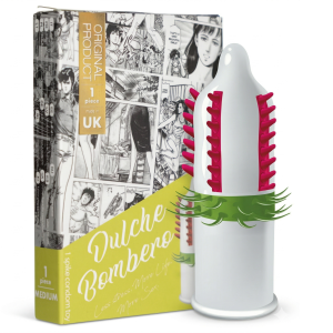 Prezerwatywy prążkowane z wypustkami Egzo Dulche Bombero stymulujące kolce 1 szt.