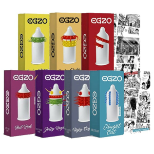 Prezerwatywy prążkowane z wypustkami Egzo Cocky Friend zestaw 7 szt.