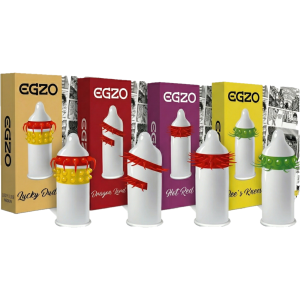 Prezerwatywy prążkowane z wypustkami Egzo zestaw 4 szt.