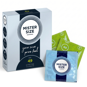 Prezerwatywy rozmiar S MISTER SIZE 49 mm Mniejsze dopasowane do obwodu 3 szt.