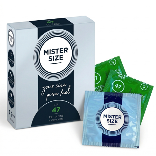 Prezerwatywy rozmiar XS MISTER SIZE 47 mm Mniejsze dopasowane do obwodu 3 szt.