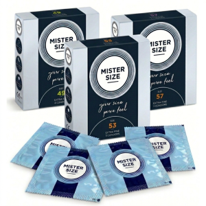 Prezerwatywy MISTER SIZE dopasowane do rozmiaru mniejsze cienkie zestaw 49/53/57 mm 3x 3 szt.