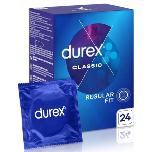 Durex Classic Prezerwatywy Klasyczne Grubsze Nawilżane 24 szt.