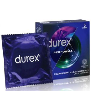 Durex Performa Prezerwatywy z żelem opóźniającym wytrysk dłuższe doznania 3 szt.