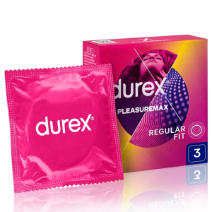 Durex Pleasuremax prezerwatywy prążkowane z wypustkami cienkie nawilżane 3 szt.
