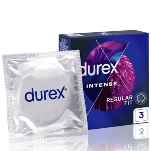 DUREX Intense Prezerwatywy z żelem stymulującym prążkowane cienkie nawilżane 3 szt.