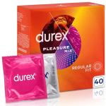 Durex Pleasure Mix Prezerwatywy cienkie prążkowane z wypustkami 40 szt.