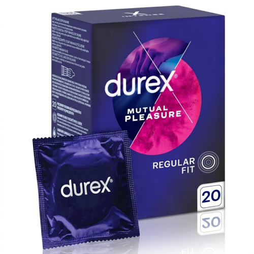 Durex Mutual Pleasure Prezerwatywy prążkowane z wypustkami z lubrykantem stymulującym 20 szt.