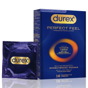 Durex Perfect Feel Cienkie prezerwatywy nawilżane bez lateksu 16 szt