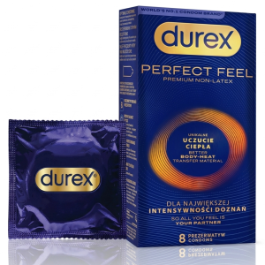 Durex Perfect Feel Cienkie prezerwatywy nawilżane bez lateksu 8 szt