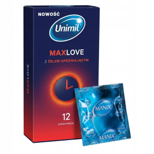 Prezerwatywy Unimil Max Love opóźniające wytrysk dłuższy stosunek 12 szt.