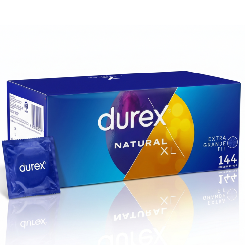 Durex Natural XL Prezerwatywy powiększone większe cienkie nawilżane 144 szt. 