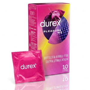Durex Pleasure me Prezerwatywy prążkowane z wypustkami cienkie nawilżane 10 szt.