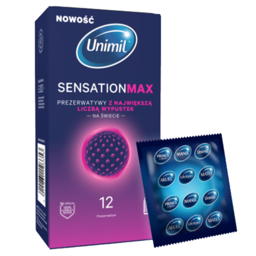 Prezerwatywy z wypustkami Unimil Sensation Max Stymulujące cienkie 12 szt.