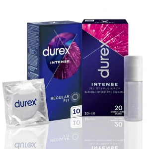 Durex Zestaw Prezerwatyw Intense 10 szt. + Żel Stymulujący Durex Intense Orgasmic 10 ml