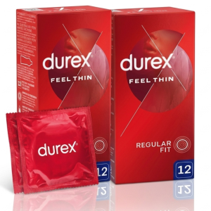 Durex Feel Thin Classic cienkie prezerwatywy nawilżane 2x 12 szt.