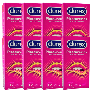 Durex Pleasuremax Prezerwatywy prążkowane z wypustkami cienkie nawilżane 8x 12 szt.