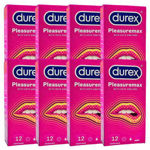 Durex Pleasuremax Prezerwatywy prążkowane z wypustkami cienkie nawilżane 8x 12 szt.