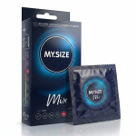 MY SIZE MIX Prezerwatywy rozmiar 60 mm dopasowane do obwodu cienkie smakowe prążkowane 10 szt.