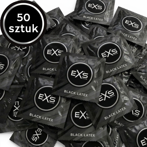 Prezerwatywy czarne EXS Black Latex cienkie nawilżane lateksowe 50 szt.