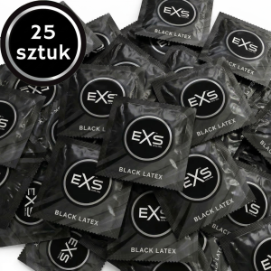 Prezerwatywy czarne EXS Black Latex cienkie nawilżane lateksowe 25 szt.
