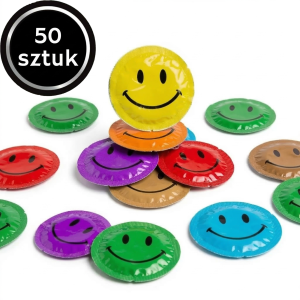 Klasyczne prezerwatywy EXS Smiley Face  wegańskie zestaw 50 sztuk