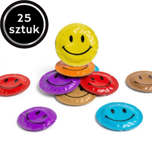 Klasyczne prezerwatywy EXS Smiley Face  wegańskie zestaw 25 szt.