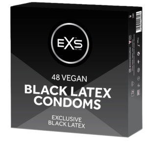 Prezerwatywy czarne EXS Black Latex cienkie nawilżane lateksowe 48 szt.