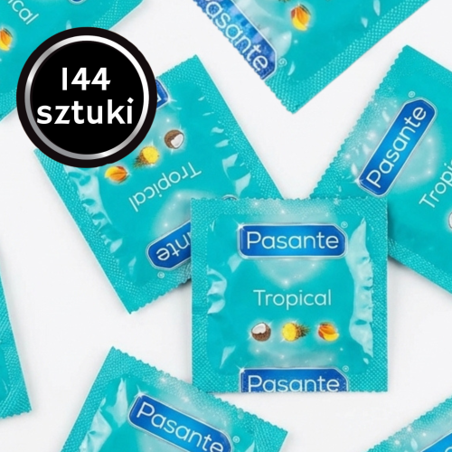 Prezerwatywy smakowe Pasante Tropical cienkie nawilżane zapachowe 144 szt.